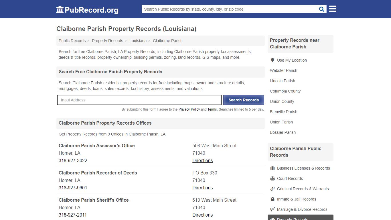 Claiborne Parish Property Records (Louisiana) - Public Record