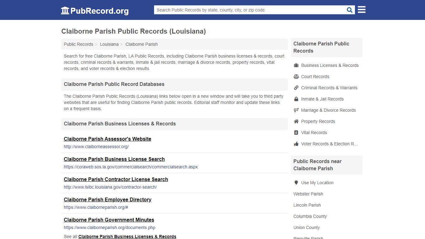 Claiborne Parish Public Records (Louisiana) - PubRecord.org