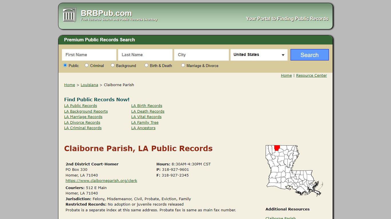 Claiborne Parish Public Records | Search Louisiana Government Databases