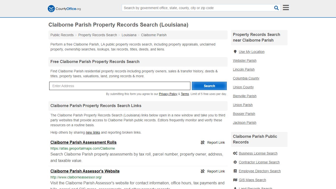 Claiborne Parish Property Records Search (Louisiana) - County Office